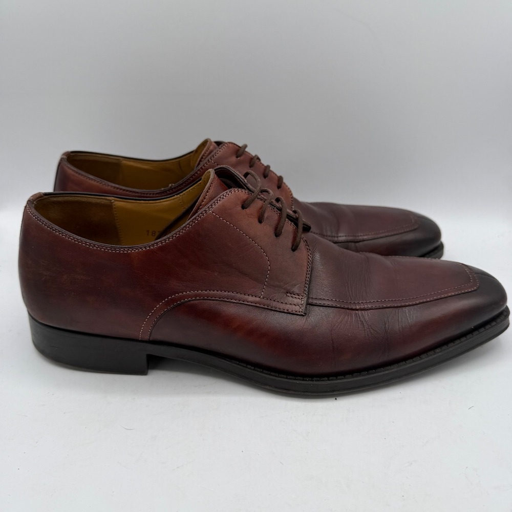 Magnanni Derby Shoes Mens 8.5 M 18773 Apron Toe Brown Leather Spain EUC